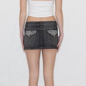 Y2k rhinestone denim mini skirt size 9 farlow jeans